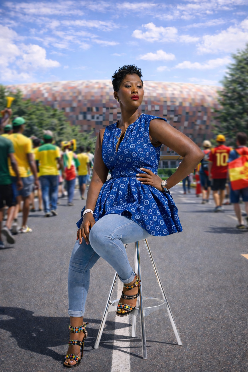 Stylish woman in street scene Stylish woman in street scene